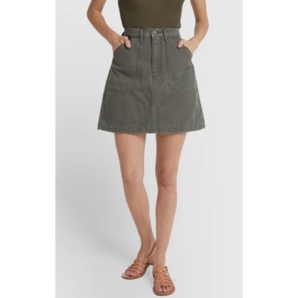 Goop G. Label Pearson Sage Green Patch Pocket A Line Structure Skirt 26